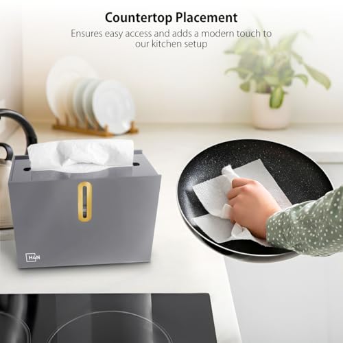 H4N Multifold Paper Towel Dispenser Countertop - Commercial Single Sheet Hand Towel Holder, Compact Acrylic Design for Home, Office, Restaurant Bathrooms - Gray - color: Gray