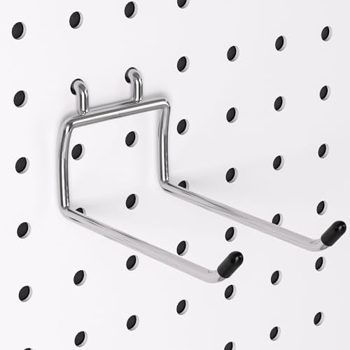 FRIMOONY Heavy Duty Pegboard Hooks 30 Pack, 4 Inch Long, Fitting 1/4 Inch Pegboard Holes, Silver Metal Garage Workshop Shed Organizer - style: 30Pack