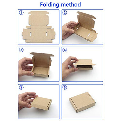 Ellbest 50pcs Small Kraft Cardboard Boxes, 3.34 x 2.56 x 0.67inches - size: 3.34 x 2.56 x 0.67 inches