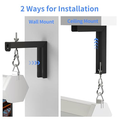 XINLEI Universal Projector Screen Wall Mount L-Brackets Hanging Ceiling Mount, 6 inch Adjustable Extension with Hook for Home Projector and Movie Screens, Hold up to 66 lbs, Black PRL003B - color: Black