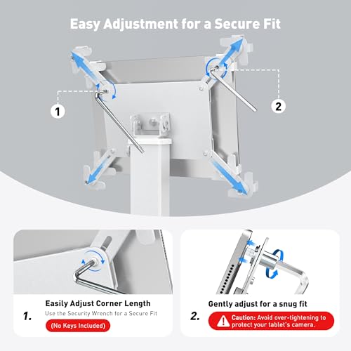 AboveTEK iPad Desk Grommet Mount, Adjustable Tablet Desk Mount with 360° Rotation & 180° Tilt, Fits 9.7"-13" Tablets, Anti-Theft iPad Stand, Heavy-Duty Aluminum Tablet Stand, Perfect for Work - color: Sliver