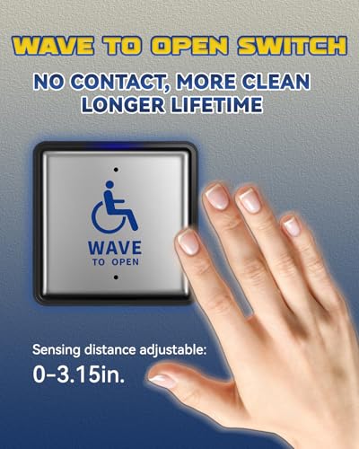 Handicap Door Opener, Automatic Swing Door Operator for Disabled People, Low Energy ADA with Stainless Steel Wave-to-Open Buttons