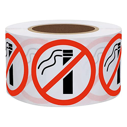HYBSK No Smoking Logo Labels Glossy Paper Public Warning Stickers 1.5" Round 500 Total Per Roll (1.5 inch) (Pack of 2) - size: 1.5 inch (Pack of 2)