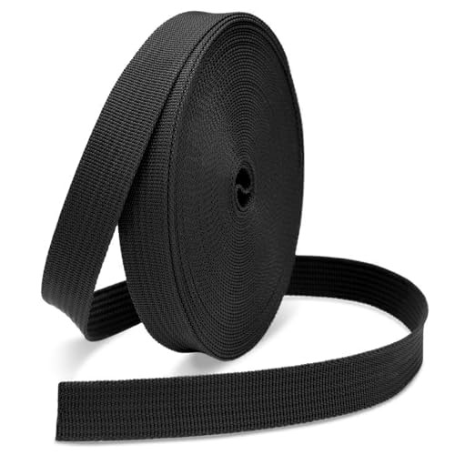 Woven Webbing Straps, 1 Inch Wide Polypropylene Webbing Tote Bags Leash Straps for Making Bag Handles, Dog Collars, Crafts Outdoor Supplies, 12 Yards Black - color: Black, size: 12 Yards