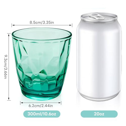 Topsky 10 oz Plastic Water Tumblers | Set of 4 Transparent Unbreakable Drinking Glasses Clear Acrylic Reusable Juice Wine Cups for Home Picnic Party, Dishwasher Safe, Stackable (Light Green) - color: Green 10oz