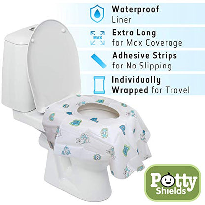 Potty Shields Disposable Toilet Seat Covers, XL Waterproof Sheets, 12 Pack - color: Original, size: 12 Pack