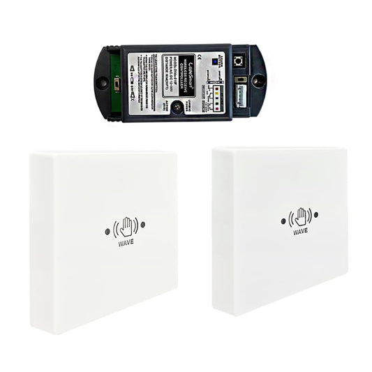 Olideauto Wireless Infrared Non-Touch Switch M-605MHW for Electric Door Opener,Hand Wave Sensor Open Door,Sensoring Distance Adjustable,Include 2PCS Wireless Switches and 1PCS Wired Receiver (White) - color: White