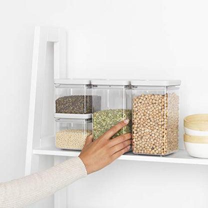 Brabantia Tasty+ 4pc Stackable Food Canisters Set (Light Gray) 2x 0.7qt & 2x 1.7qt BPA-Free Space-Saving Jars with Silicone Seal Lids for Freshness - color: Light Grey, size: Set of 4: 2x 0.7 qt & 2x 1.7 qt