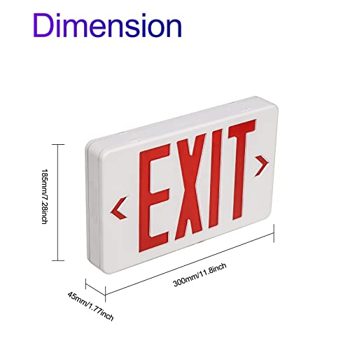 GZRUIYANG Red Exit Sign, LED Emergency Exit Light with Battery Backup, UL Listed, AC 120/277V, Exit Signs with Emergency Lights, Commercial Emergency Lights for Business - 2 Pack - color: White Housing Red Letter, size: 2 Pack