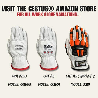 Cestus 3219, Goatskin Leather Impact Gloves, ANSI A5 Cut Resistant - size: Large
