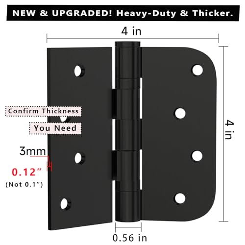 Stainless Steel Ball Bearing Door Hinges, 4x4 Inch Matte Black, Pack of 3 - color: Matte Black - 06, size: 4 inch - 3 pack