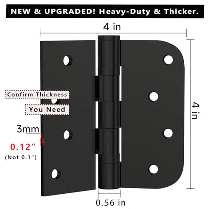 Stainless Steel Ball Bearing Door Hinges, 4x4 Inch Matte Black, Pack of 3 - color: Matte Black - 06, size: 4 inch - 3 pack