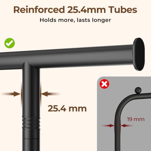 HYSEYY Clothes Rack, Clothing Rack for Hanging Clothes, Rolling Garment Rack Sturdy Coat Rack Portable Wardrobe Rack Metal Closet Rack for Bedroom Laundry Living Room, Black - color: Black