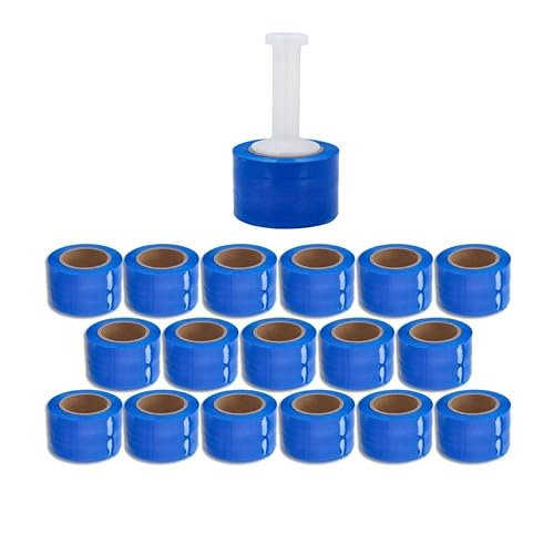 PSBM Dark Blue Mini Stretch Wrap with Plastic Handle, 18 Rolls 3 Inch x 1000 Feet 80 Gauge Heavy Duty Plastic Wrap Industrial Strength Shrink Film for Moving, Packing & Shipping - color: Blue, size: 18 Rolls