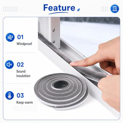 ZOMPAGO Brush Weather Stripping Door Window Seal, 0.9 in x0.4 x 32.8 FT - size: 1 Roll, 0.9 in x 0.4 in x 32.8 FT, Grey