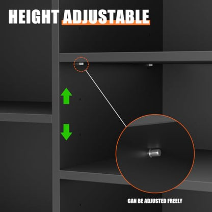 70”W * 20”D * 38”H - Cash Wrap Wood Counter - Black Register Counter with 3 Heights Adjustable Shelf - color: Black, size: 6 FT
