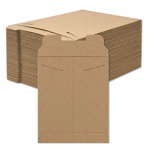 BOX USA Rigid Mailers 9" x 11" (100-Pack) - Kraft Mailer Envelopes for Photos, Certificates, Documents - Stay Flat - size: 9" x 11" (100-Pack)