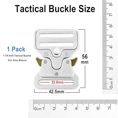 1-1/4 Inch Tactical Buckle Replacement, Metal Heavy Duty Tactical Belt Buckles for Webbing Nylon Strap, Dog Collar, Harness, Military Buckle Backpack Clip Hardware, Silver - color: 03(1-1/4" Silver Metal Buckle 1pcs)