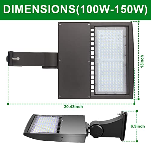 LED Parking Lot Lights 150W Shoebox Street Pole Lighting Fixture 5700K - color: 150W + (100-277V 5700K), size: Adjustable Direct Arms Mount Bracket