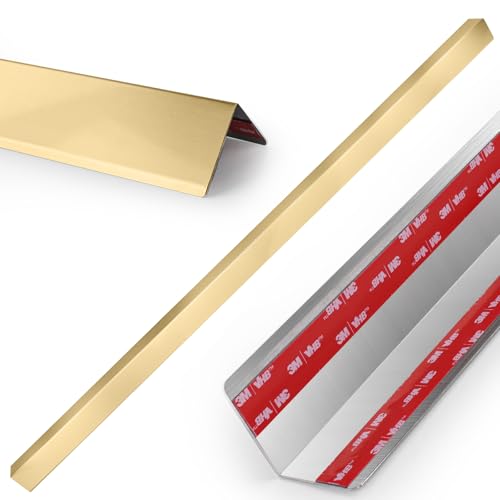 Stainless Steel Wall Corner Guards, 2 x 2 x 48 inches (Golden 10 Pcs Pack). Made of 304 Steel, These 90-Degree Angle Metal Corner Protectors are Designed for Wall Protection and Decoration - color: Golden, size: 2x2x48 Inches