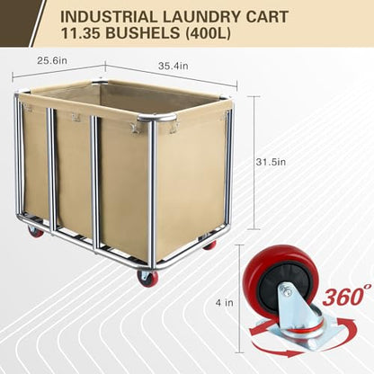 Commercial Laundry Cart with Wheels,400L for Home,Hotel(Beige) - color: Beige
