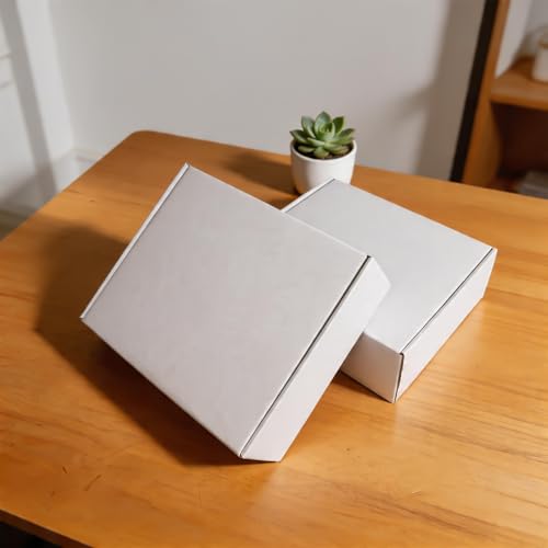 Fishat 12" x 10" x 4" White Corrugated Cardboard Shipping Boxes Set of 15 - size: 12" x 10" x 4"