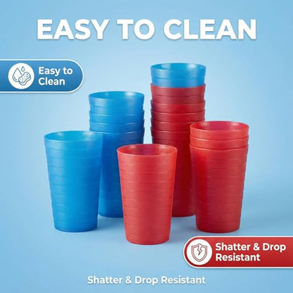 Plastic Reusable Cups set of 12, 22-ounce Iced-Tea Tumblers Rainbow - color: Rainbow Colors