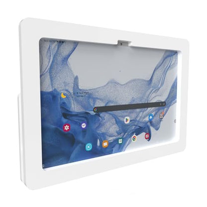 Anti-Theft Acrylic VESA Enclosure for Galaxy TAB S10 FE+ 13.1" with Free Wall Mount Kit & 90-Degree Angle Charge Cable (TAB S10 FE+ 13.1, White) - color: White, size: TAB S10 FE+ 13.1