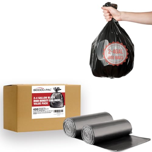 BEIDOU-PAC 2-4 Gallon Trash Bags, 400 Count Black Garbage bags, Small Trash Can Bin Liners for Bathroom, Office, Industrial, Commercial, Janitorial, Municipal, Recycling - style: 2-4 Gallon |5 Micron |400 Count