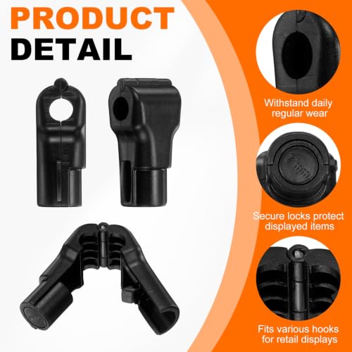 uxcell 25Pcs Peg Hook Locks, 7mm Anti Sweep Theft Stop Peg Locks, Black - color: Black, size: 7 mm