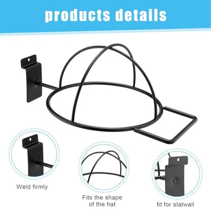 Kigley 6 Pcs Wire Hat Display for Baseball Caps Black Metal Slatwall Accessories Rack Retail Shelves for Merchandise Door Closet Office Bedroom(Square Brim,Black) - style: Square Brim