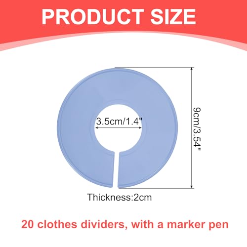 uxcell Clothes Dividers,20 Pack Round Closet Rack Dividers Clothing Rack Size Dividers Blank Labels with Marker Pen Writable & Reusable for Hanging Clothes Sorting Size, Gray - color: Gray