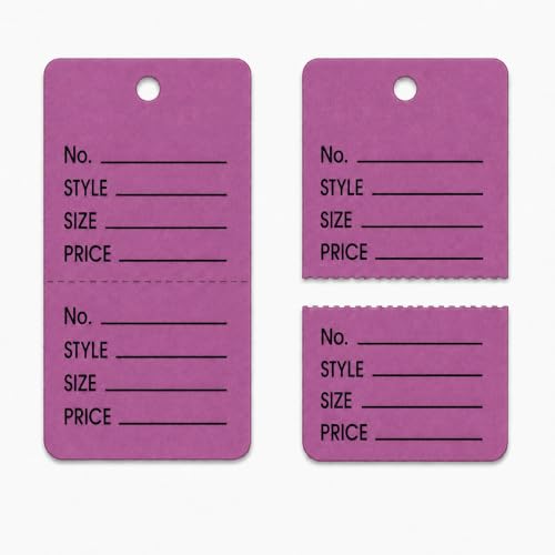 1000 Count Purple Manila Tags, 1.25" x 1.88", 2-Part Perforated - color: Purple