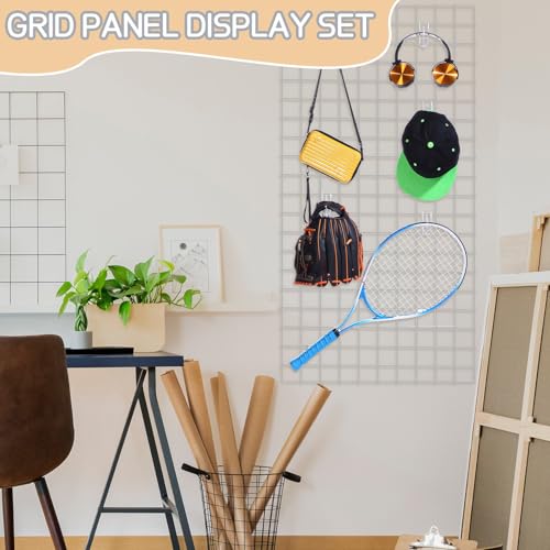 Hicarer 6 Pcs Commercial Grade Gridwall Panels for Display, Heavy Duty Wire Grid wall Display Rack Metal wall Mount Grid with 60 White Hooks for Retail Display Home Storage Vendor Events(2 x 4 ft) - size: 2 x 4 ft