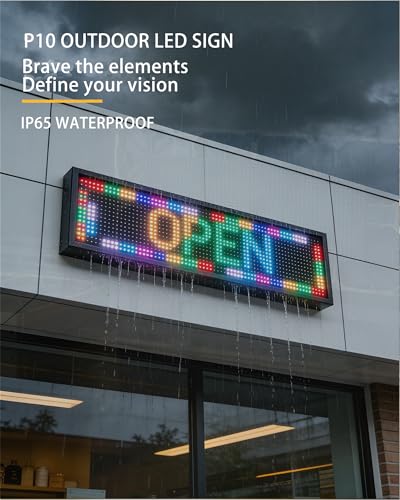 P10 Programmable Scrolling LED SIGN 40"×14" LED Display, 4000cd/m³ High Brightness led Display with WIFI+USB, Indoor Outdoor Digital Sign Screen, SMD Technology Open Sign for Advertising Advertising - size: P10 40*14 INCH