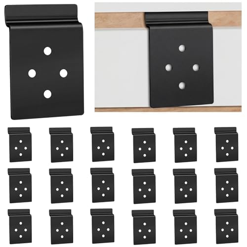 Pelopy 20 Pack Slatwall Metal Plate Mount Backplate Mounting Adapter to Make Items Slatwall Compatible Heavy Duty Steel Bracket with 4 Pre-Drilled Holes Backplate for Secure Display (Black) - style: Black