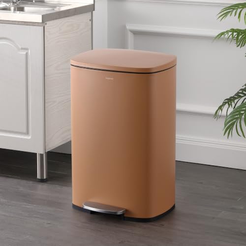 happimess Connor 2-Piece Iron Trash Can, Clay Rose - color: Clay Rose