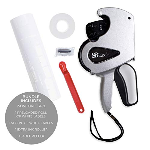 SBLabeler Two Line Date Gun Bundle / 2 Line Date Gun, Labels, Label Peeler / 8-Digit Dating Gun - size: Bundle, style: 2-Line