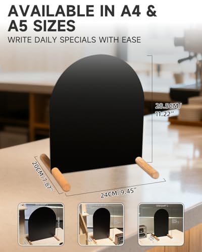 Tabletop Menu Display Stand with Writable Board and Magnetic Holders - size: A5 Horizontal (11 × 6.7 in)