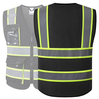 JKSafety Safety Vest for Men Women Hi Vis Reflective Vest JK220 Black 4XL - color: Jk220-black, size: 4X-Large