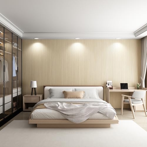 Slat Wall Panel 8-Pack, 108’’x6.3’’, Natural Wood - size: 108’’x6.3’’-Natural Wood
