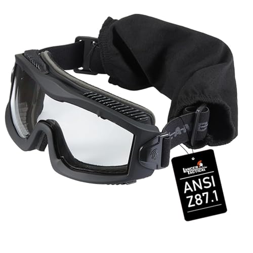 Lancer Tactical AERO Airsoft Tactical Safety Goggles ANSI Z87.1-Anti-Fog Glasses, 3mm Dual Pane Lens for Hunting, Paintball - color: Black