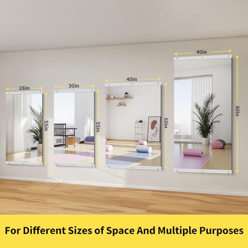 80x40 in Home Gym Mirrors,3-Pack,Frameless,Wall Mounted - size: 80"x40"x3PCS
