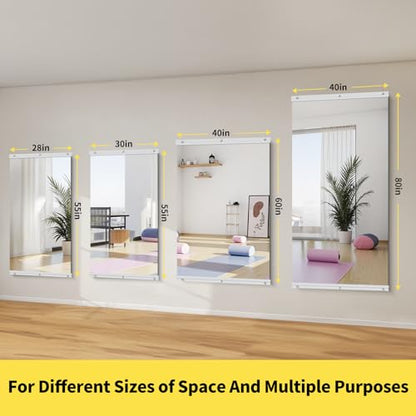 80x40 in Home Gym Mirrors,3-Pack,Frameless,Wall Mounted - size: 80"x40"x3PCS