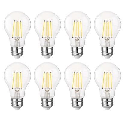 FLSNT 60W Equivalent Dimmable A19 LED Light Bulbs, Efficient 7W, 600Lumens, 2200K Warm White, CRI82, E26 Standard Base, 15000 Hours, LED Filament Light Bulbs, Amber Clear Glass, 8 Pack - color: 60w 4000k Cool White, size: 8 Count (Pack of 1)