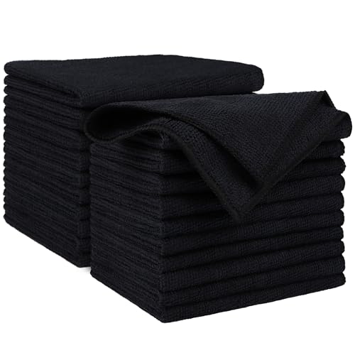 AIDEA Microfiber Cleaning Cloth Black 20PK, Microfiber Towels,12×12" - color: Black, size: 20PK