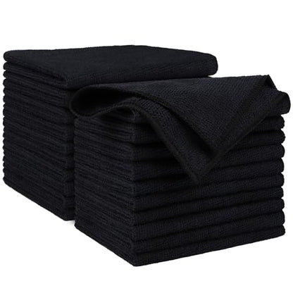 AIDEA Microfiber Cleaning Cloth Black 20PK, Microfiber Towels,12×12" - color: Black, size: 20PK