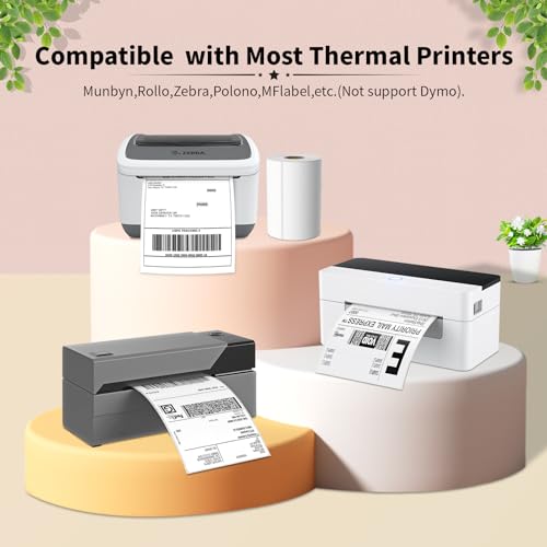 FungLam 4"X6" Thermal Shipping Labels, 4X6 Labels,White Mailing Shipping Labels, Perforated, 250 Labels,Compatible with iDPRT, JADENS and Rollo. - size: 1 Roll