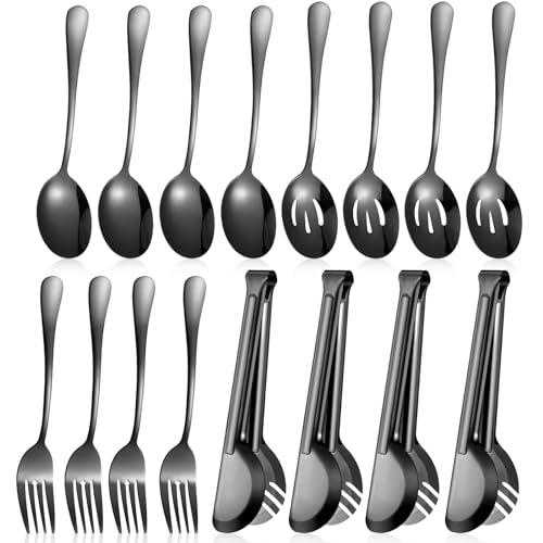 Patelai 15 Pieces Black Serving Utensil Set, Stainless Steel Buffet - color: Black