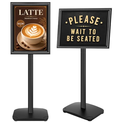 Heavy Duty Sign Holder Stand 11x17 Inch - Pedestal Floor Standing Sign Holder with Weighted Base - Vertical & Horizontal Poster/Menu Stand for Indoor/Outdoor Business Store Advertising, Black - color: Black, size: 11x17 in